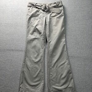 Ann Taylor LOFT Julie Flare Leg Pants Women's Size 2 Gray Khaki with Belt
